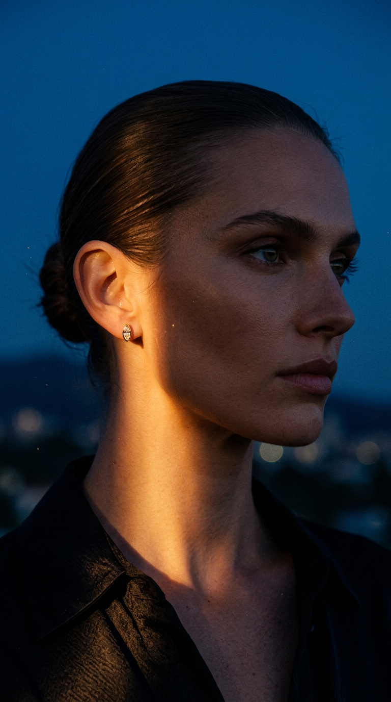 AI product shot of Tiny Marquise Studs