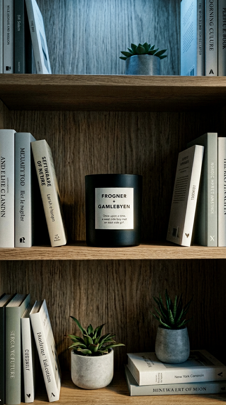 AI product shot of Eau de Oslove duftlys