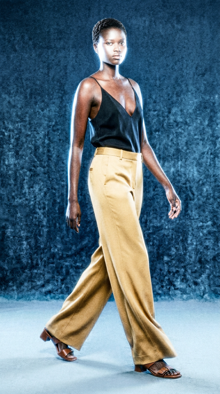 AI product shot of Satin trousers