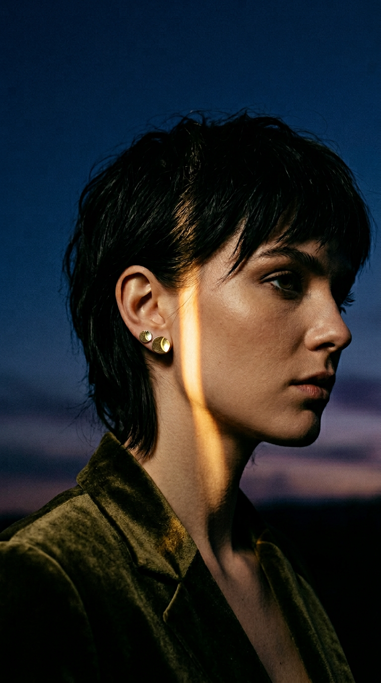 AI product shot of Quarter Moon Studs