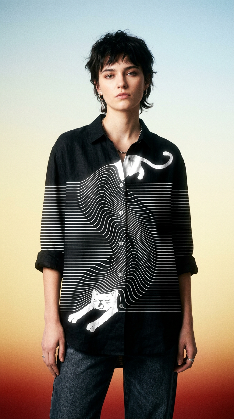 AI product shot of Lniana Koszula Damska Casual