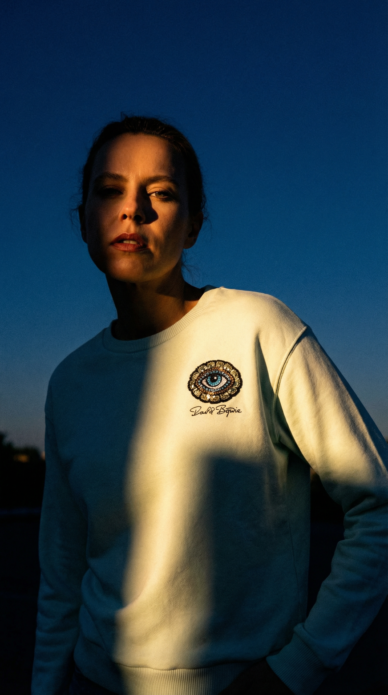 AI product shot of Soul Sister Eye Jeweled Patch Crew - Pale Mint