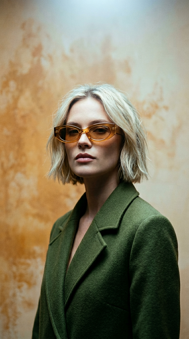 AI product shot of ORACLE Translucent Honey | Amber Bio Lens