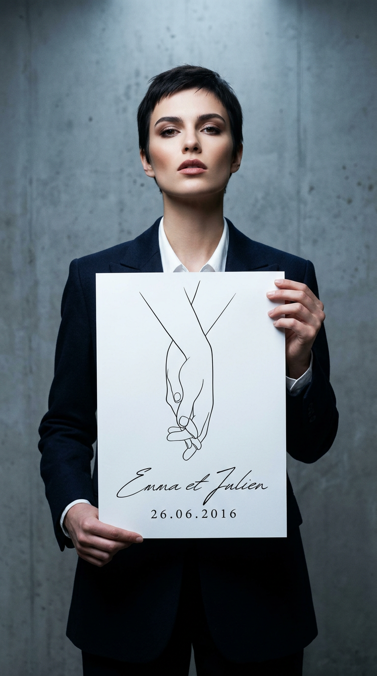 AI product shot of Cadeau de Mariage Personnalisé - L'Affiche Mains Entrelaçées