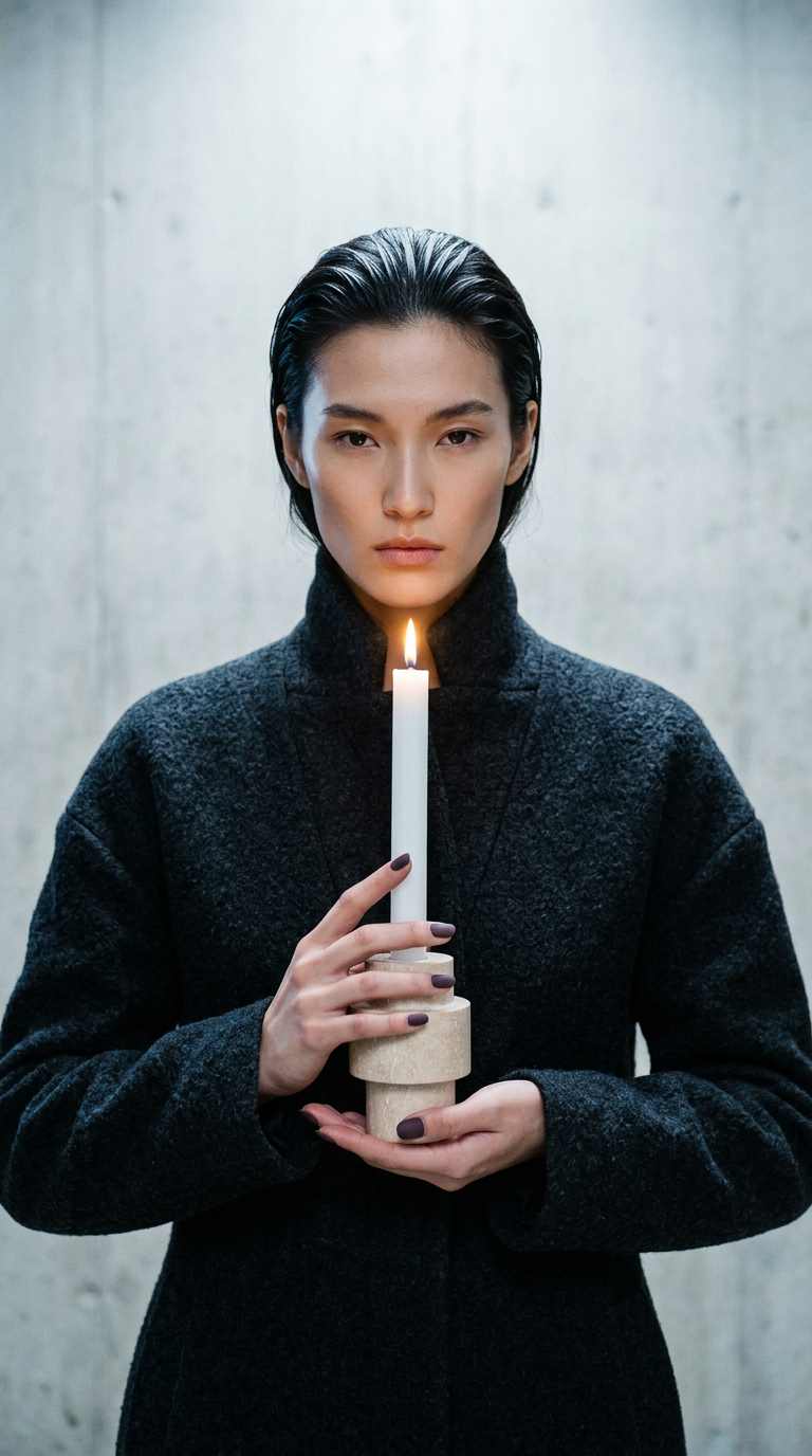 AI product shot of Kerzenhalter - Travertin