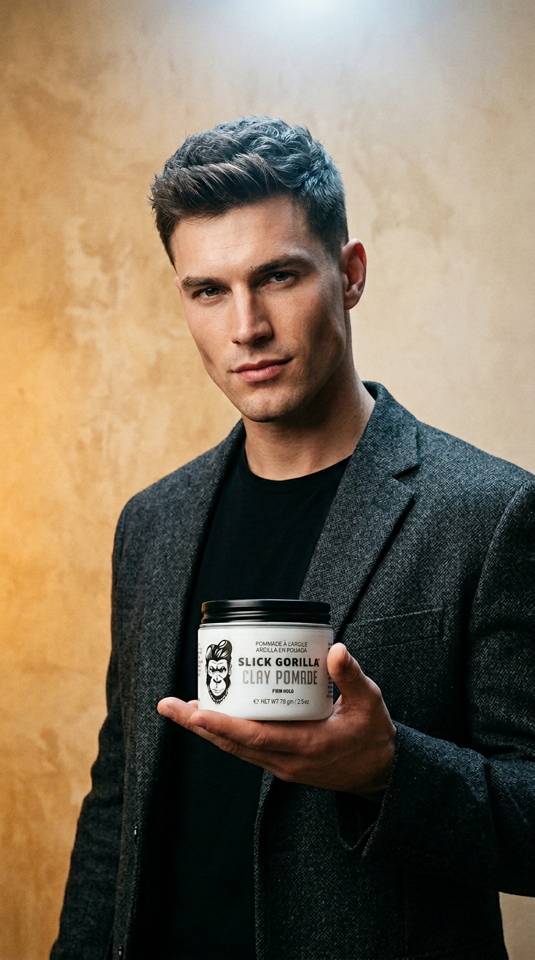 AI product shot of Slick Gorilla Clay Pomade