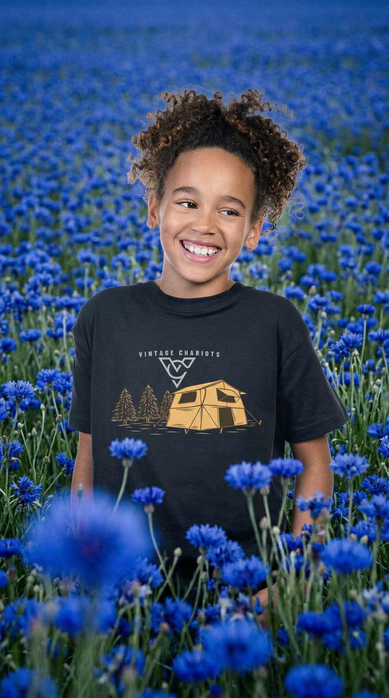 AI product shot of YOUTH SCOUT CAMPER HARBOR BLUE