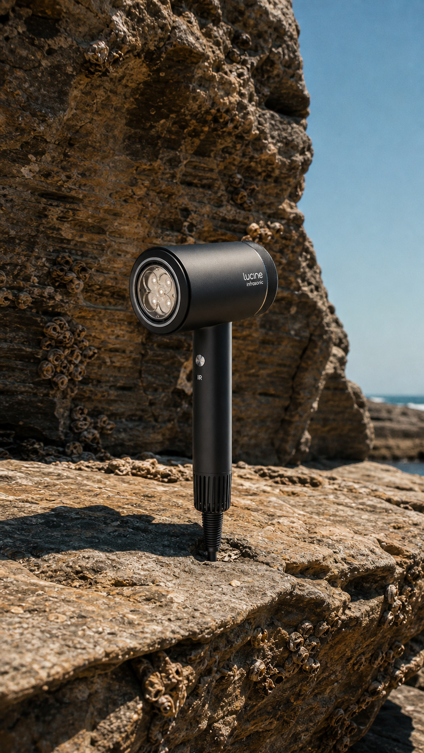 AI product shot of Lucine Infrasonic™ Dual-Action Hair & Scalp Renewal Professional Hair Dryer