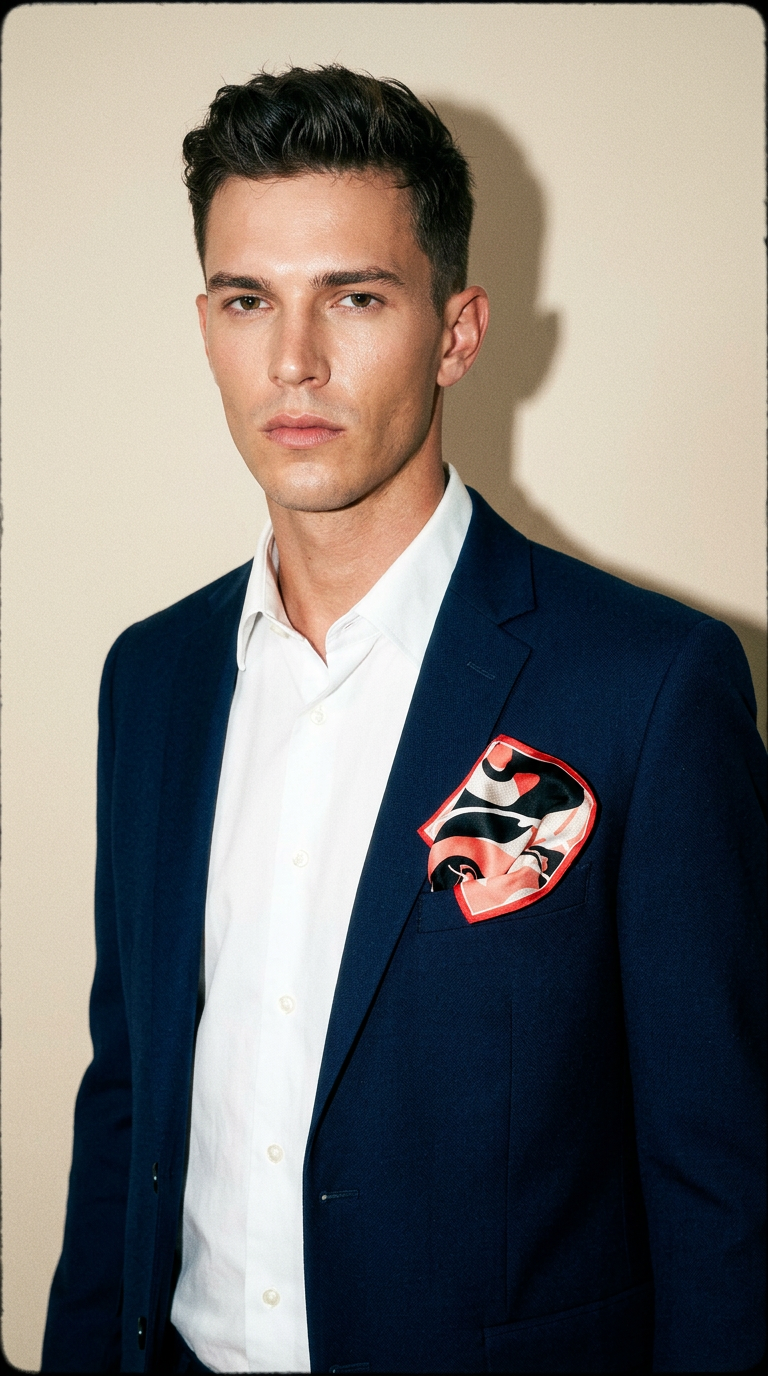 AI product shot of Pocket Square 'Riverways'