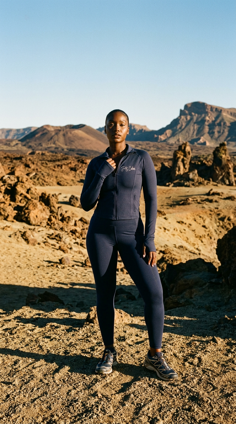 AI product shot of Midnight Navy Yoga Jacket