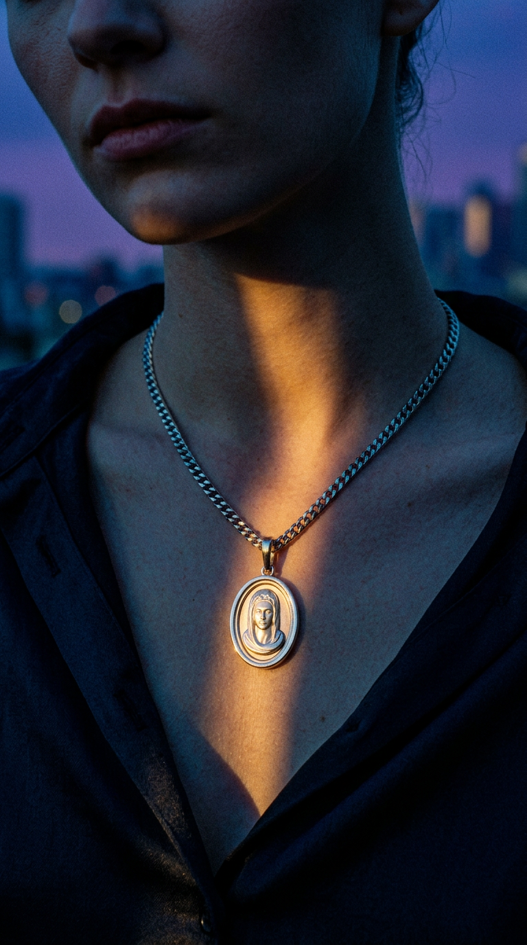 AI product shot of St. Mary Pendant