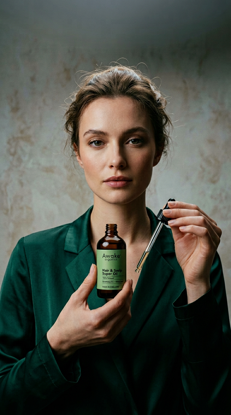 AI product shot of Hair & Scalp Super Oil Rosemary + Black Seed (100% Natural)