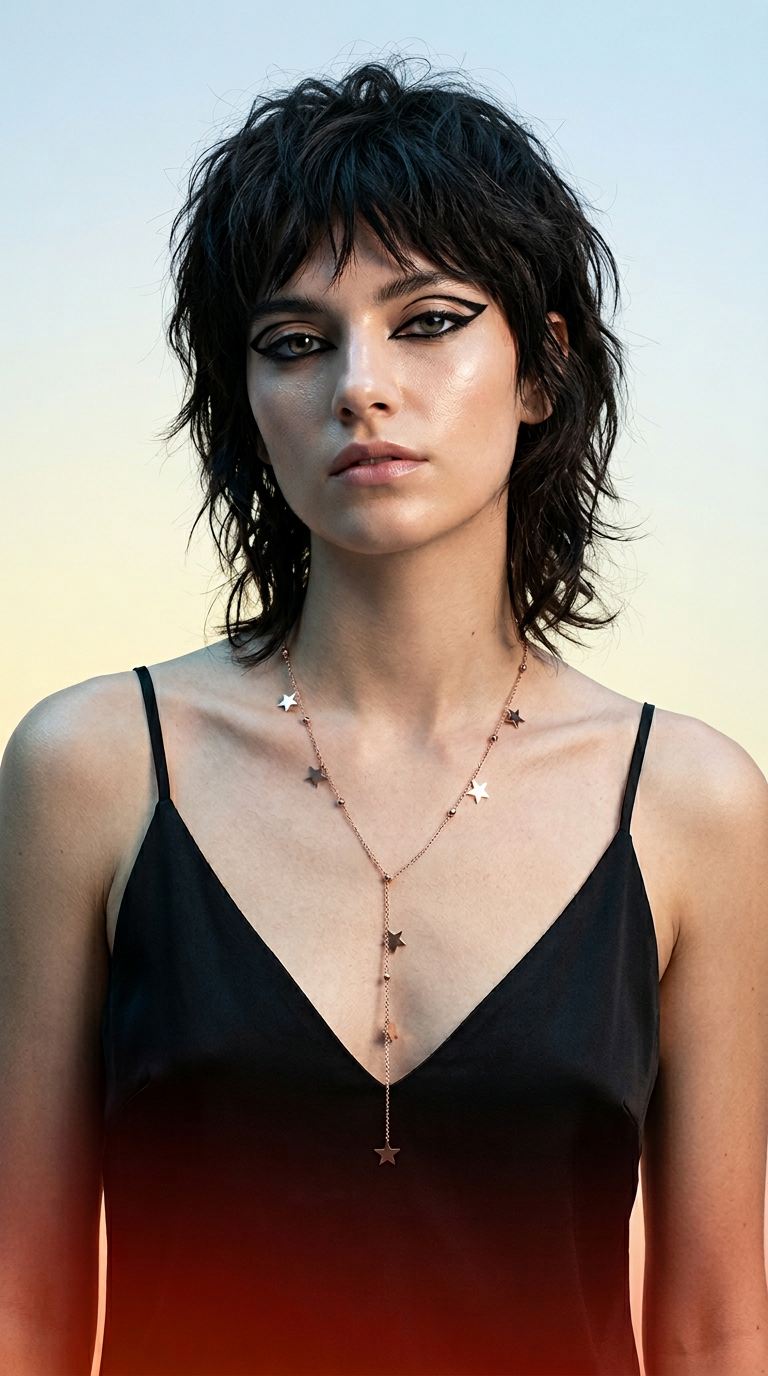 AI product shot of Rose Gold Star Stainless Steel Gold Plated Pendant Necklace