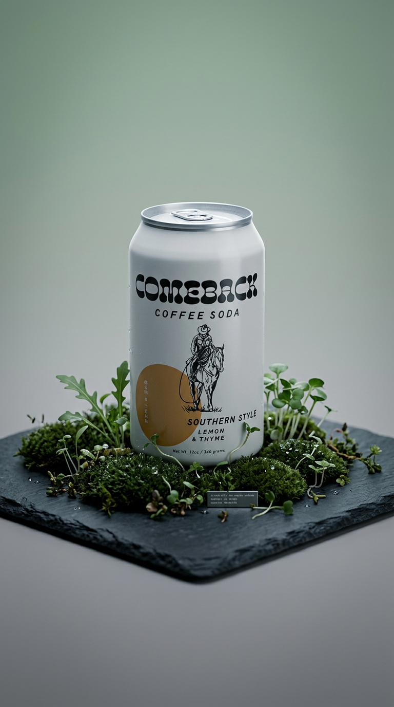 AI product shot of Southern Style Coffee Soda 4 pack