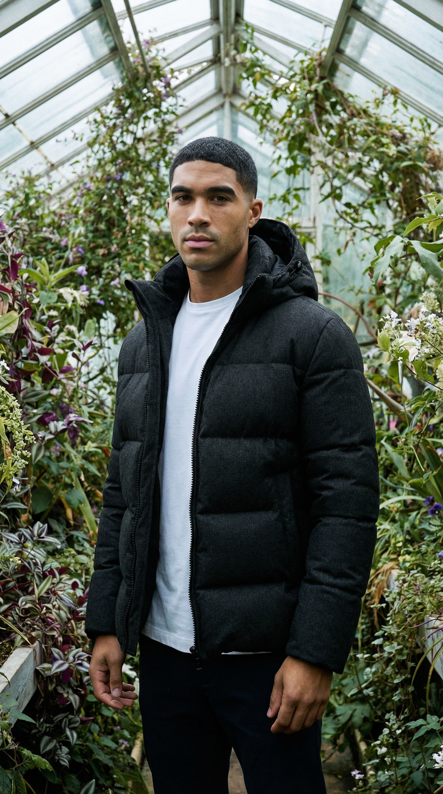 AI product shot of THE PIERO HOODED PUFFER