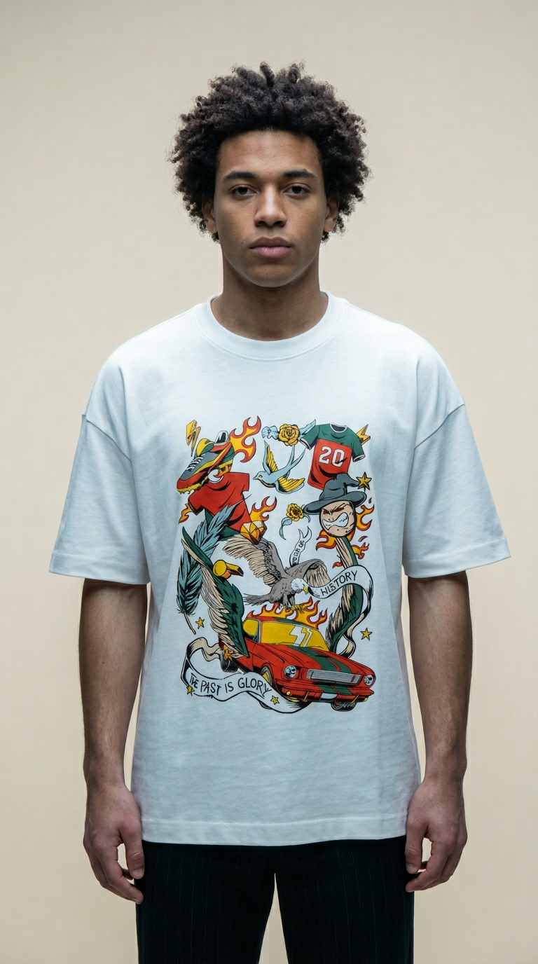 AI product shot of Quaresma Legacy White T-Shirt