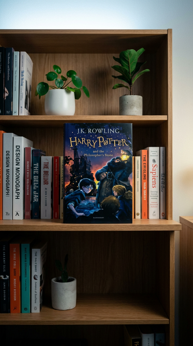 AI product shot of Harry Potter and the Philosophers Stone