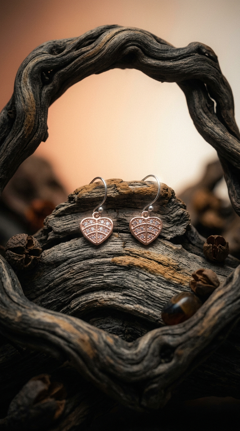 AI product shot of Lior Leaf Earrings - Rose Gold
