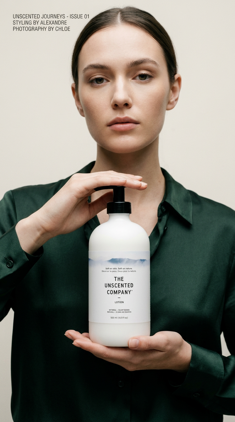 AI product shot of Lotion pour le corps Unscented Company