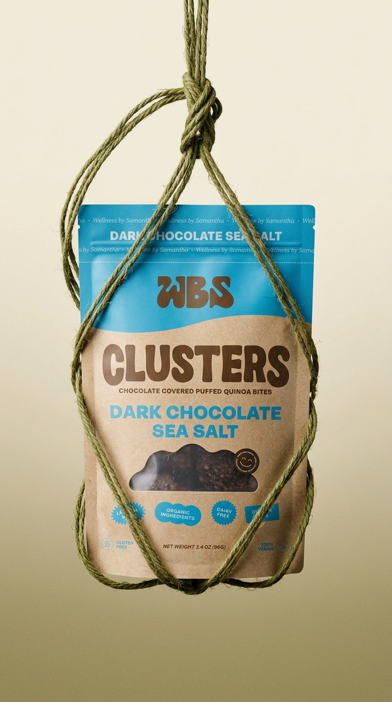 AI product shot of Dark Chocolate Sea Salt Clusters