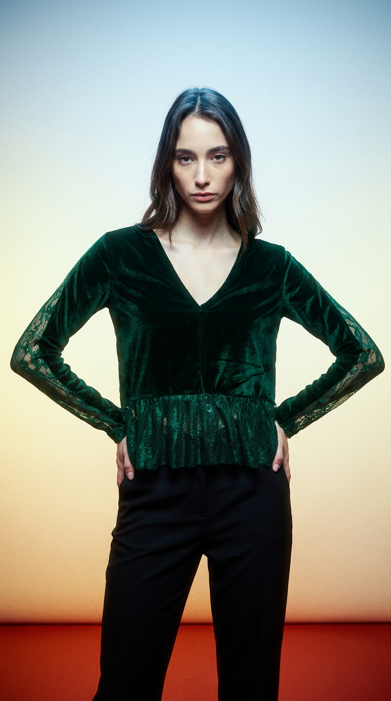 AI product shot of Velvet Green Shirt