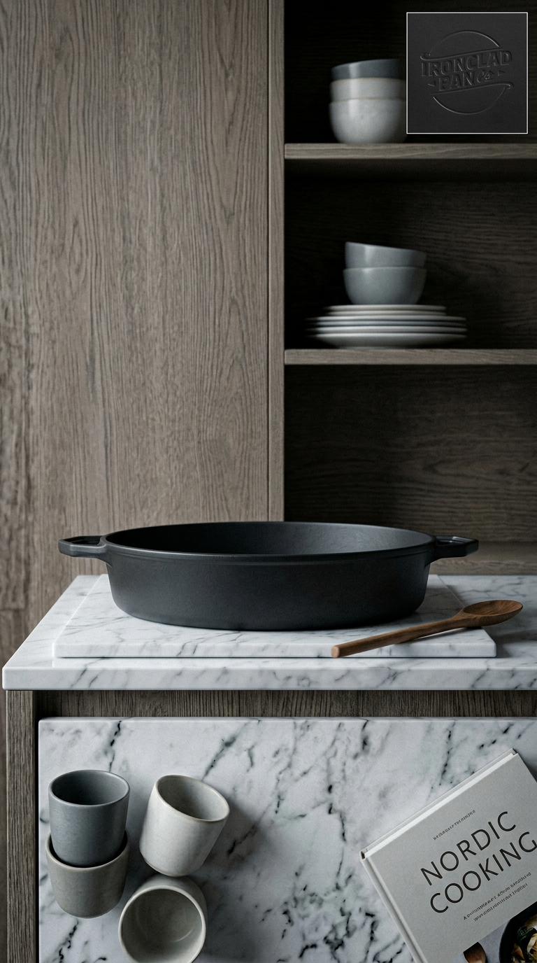 AI product shot of 36cm Antique Black Satin Enamel Grande Legacy Pan