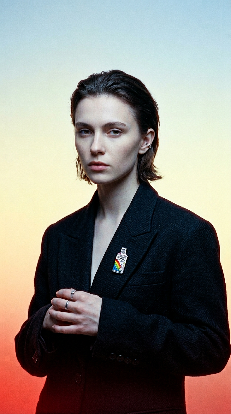 AI product shot of UNICORN WITH A SECRET, FOLDING ENAMEL PIN