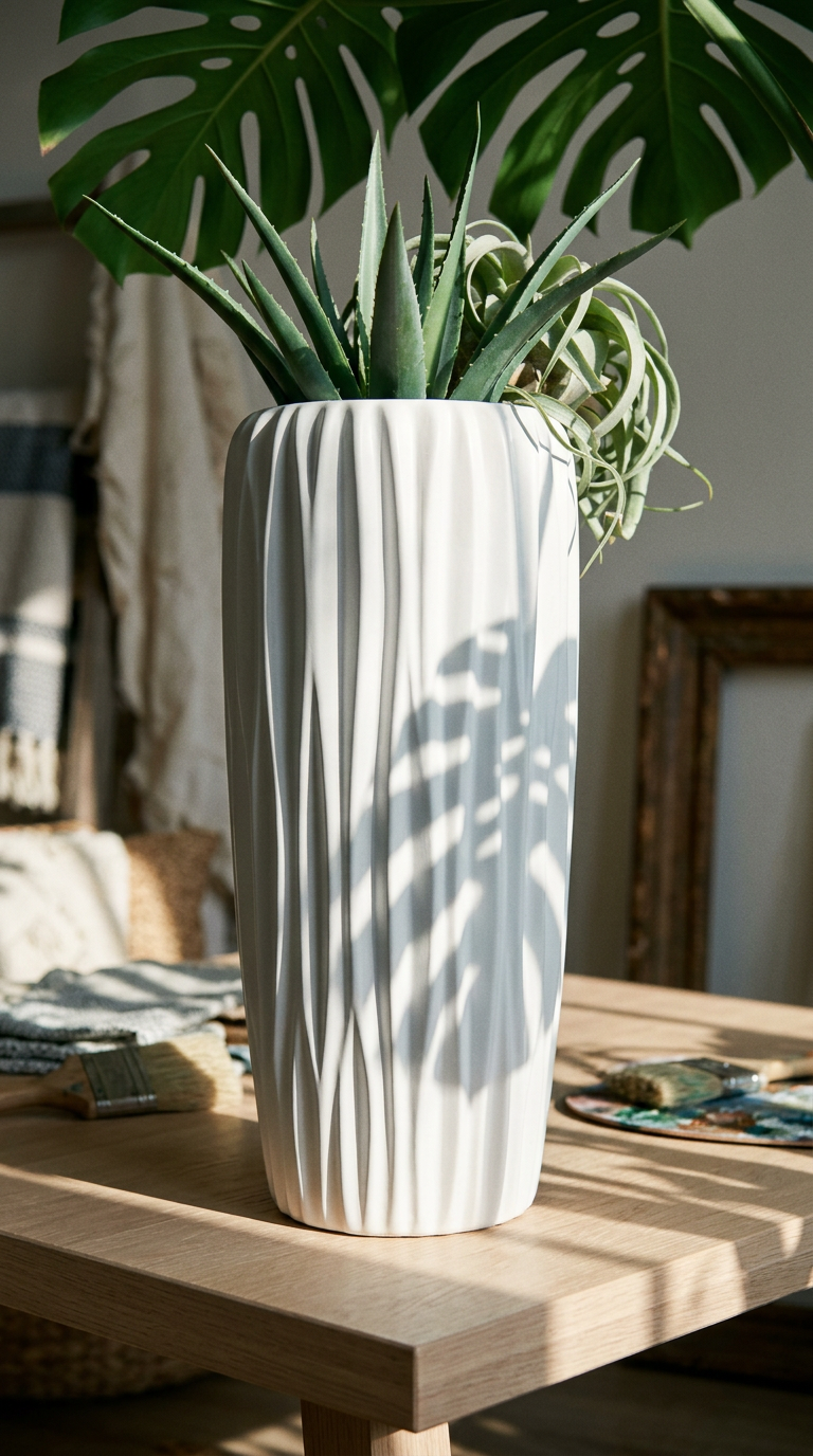 AI product shot of Vase Minga - Weiß - 97 cm