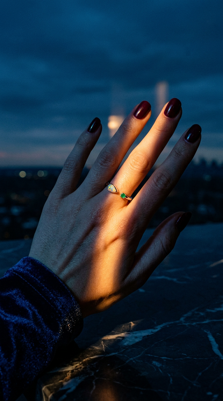 AI product shot of Opal & Smaragd Ring