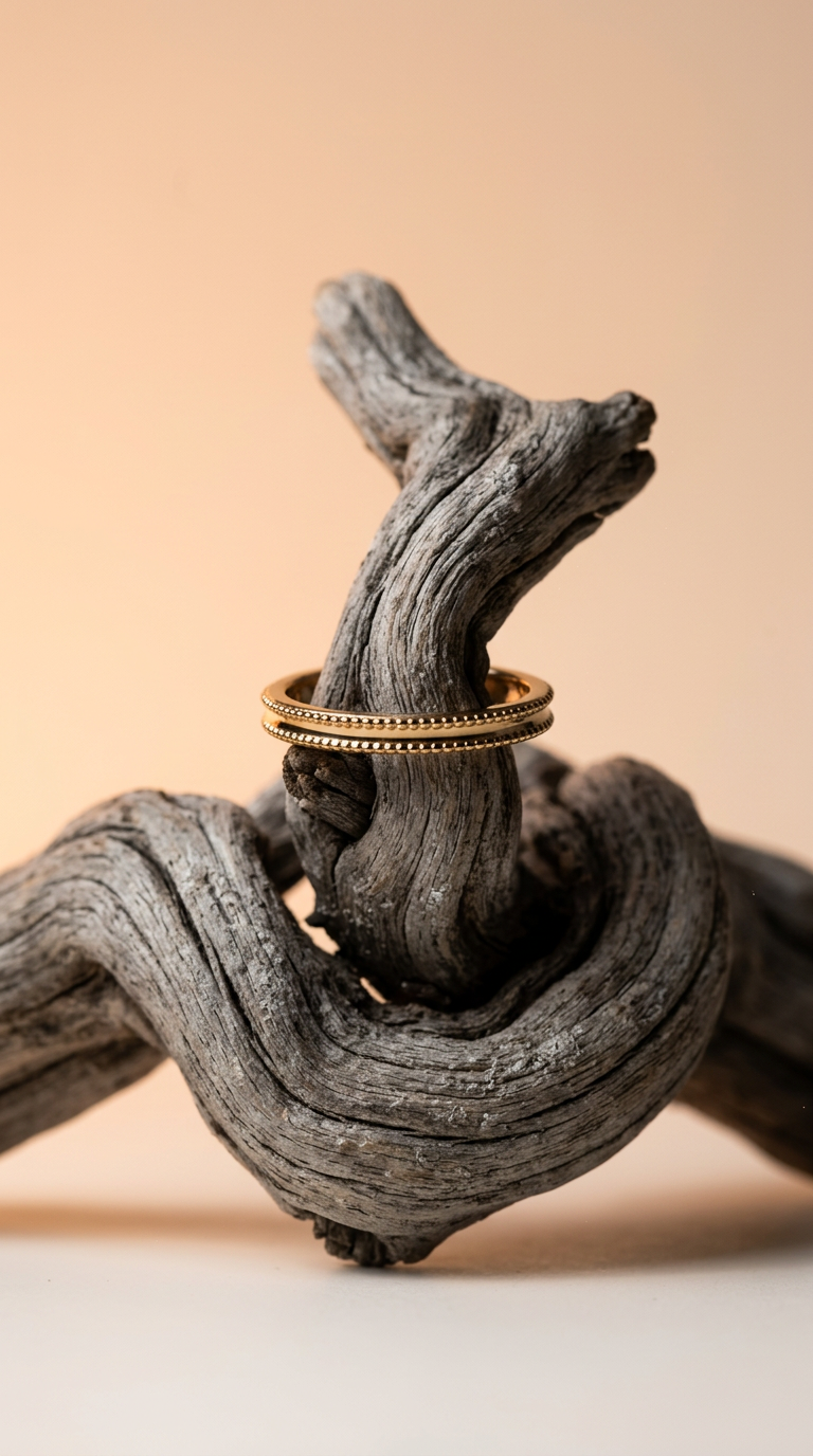 AI product shot of Sugar Rim Milgrain Gold Band