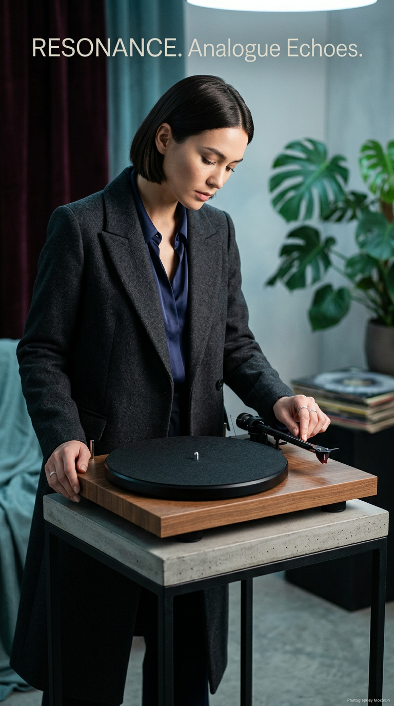 AI product shot of Debut E Carbon Phono - Walnoot
