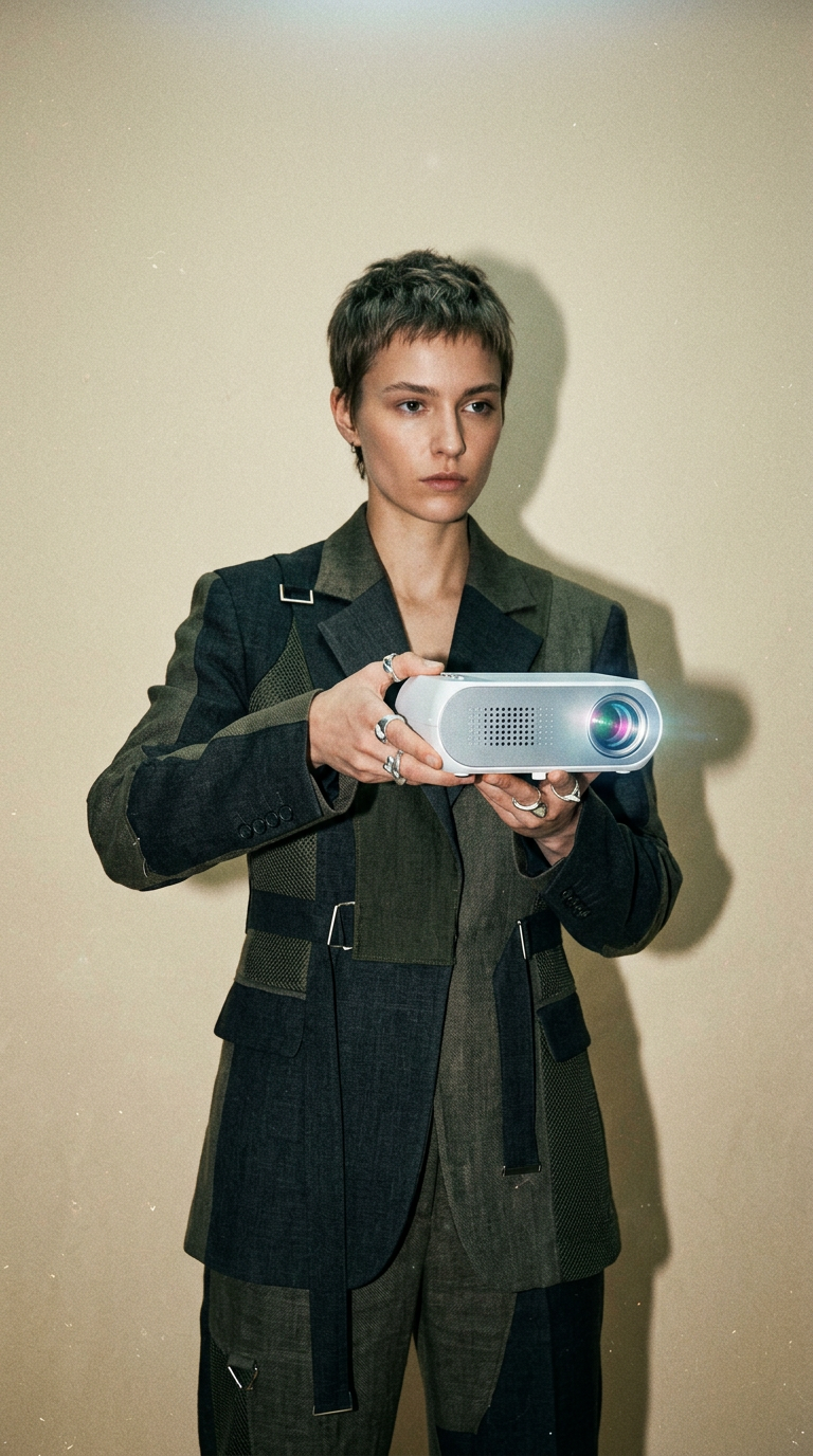AI product shot of Mini HD Home Projector for Movies and Gaming
