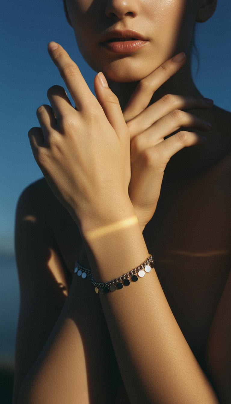 AI product shot of Bracelet coins