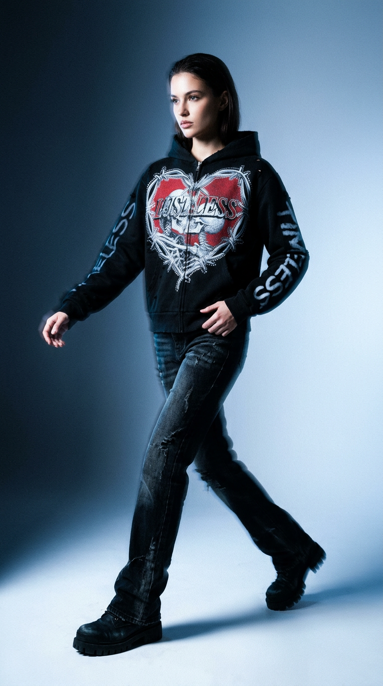 AI product shot of FATAL ATTRACTION ZIP UP
