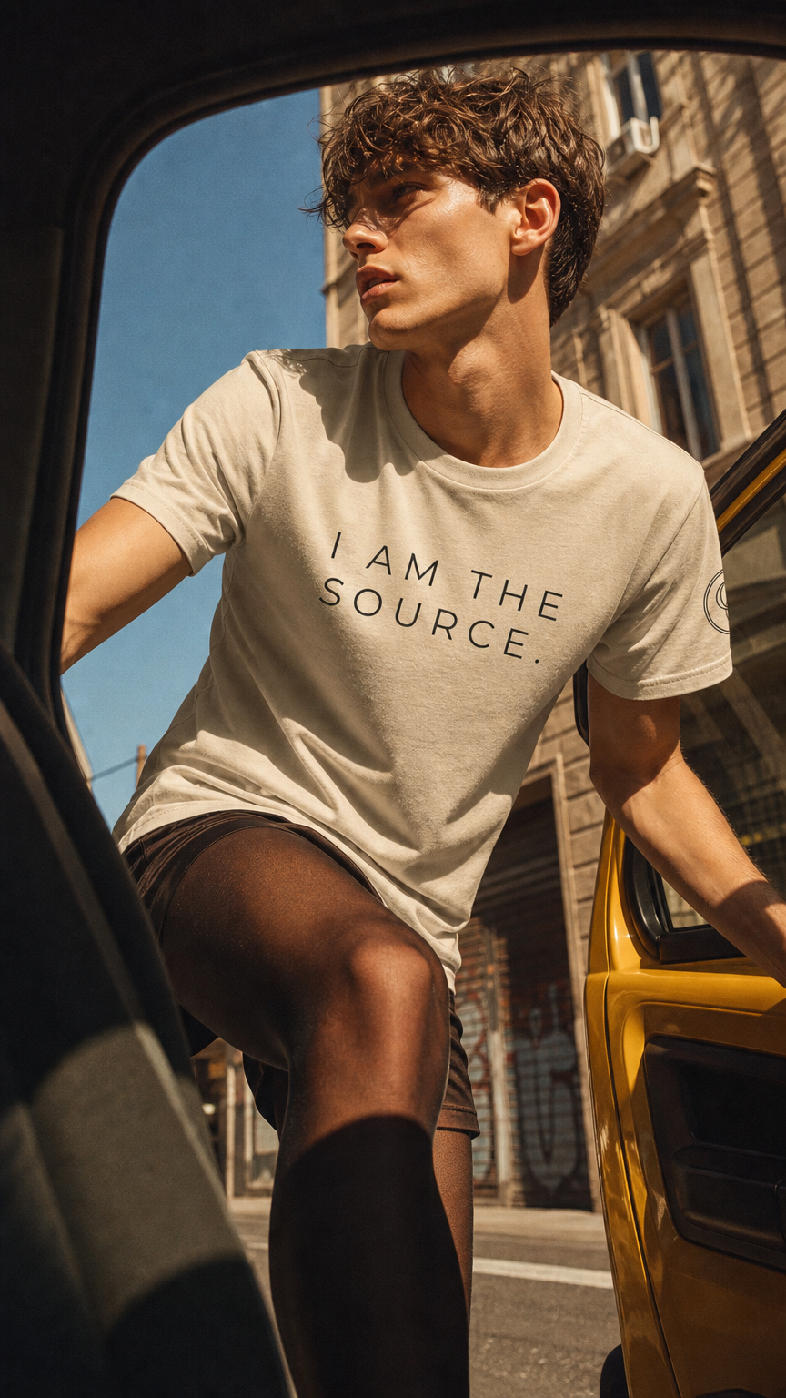 AI product shot of The Source" Premium Heritage Tee | The Source Coll