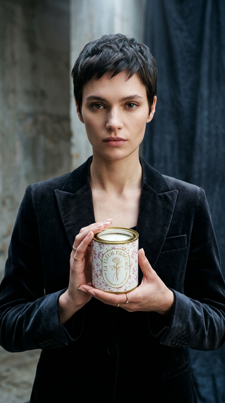 AI product shot of La Fleur Coquette Bouquet Candle