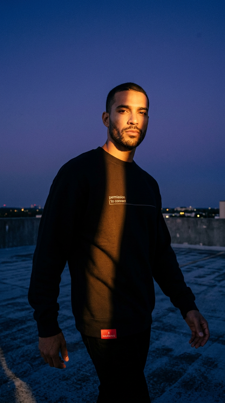 AI product shot of Signature Oversized Crew - Faded Black