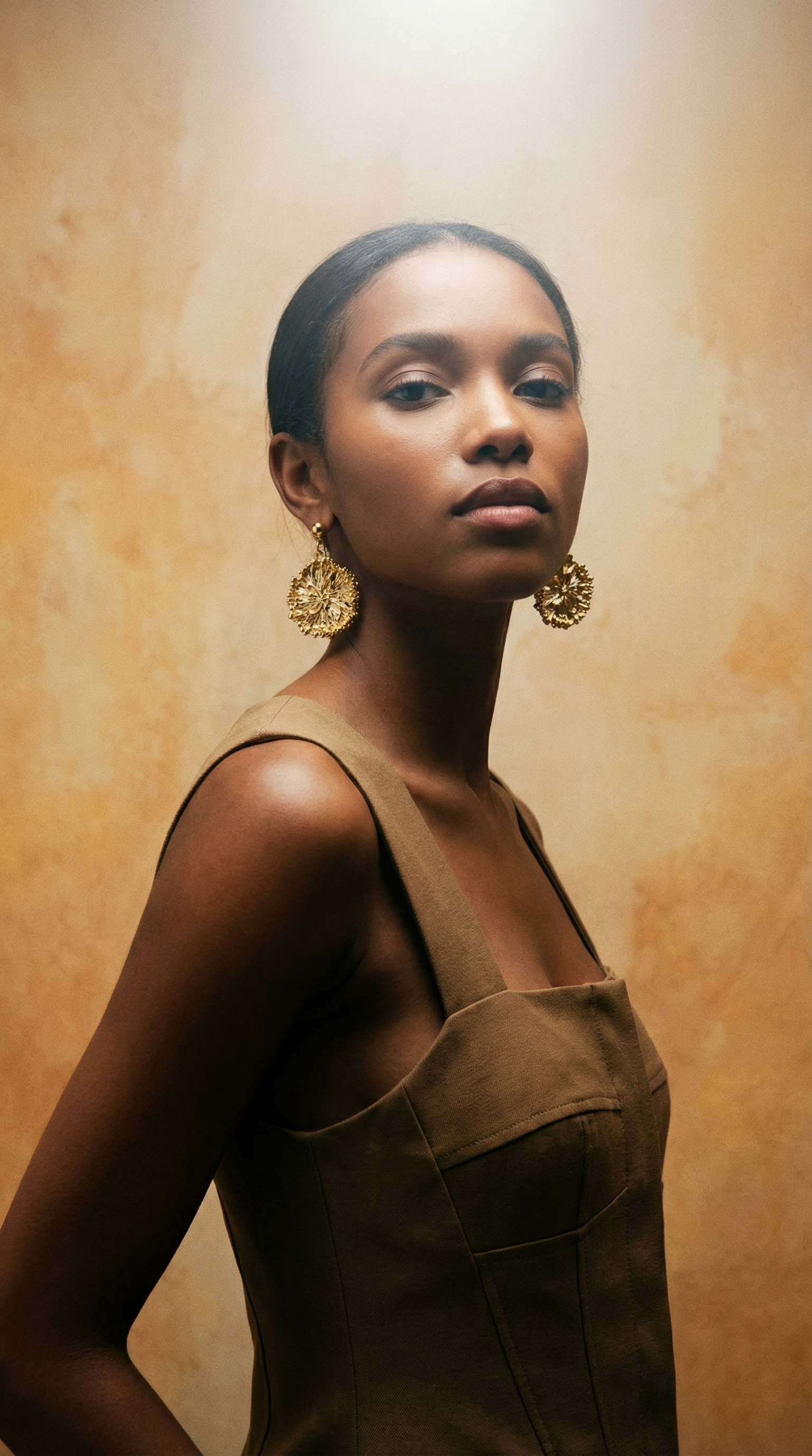 AI product shot of Golden Blossom Earrings