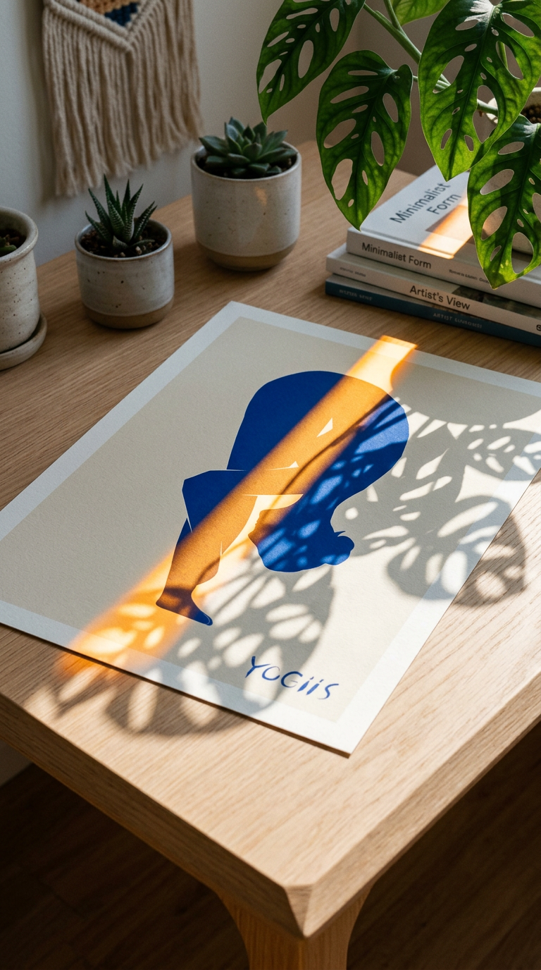 AI product shot of Blue Nude Standing Forward Bend Pose | Giclée Fine Art Print