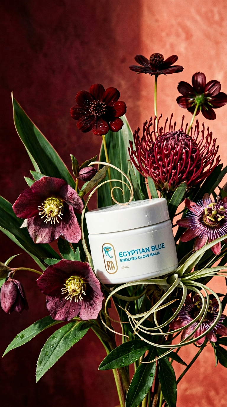 AI product shot of Egyptian Blue Endless Glow Balm