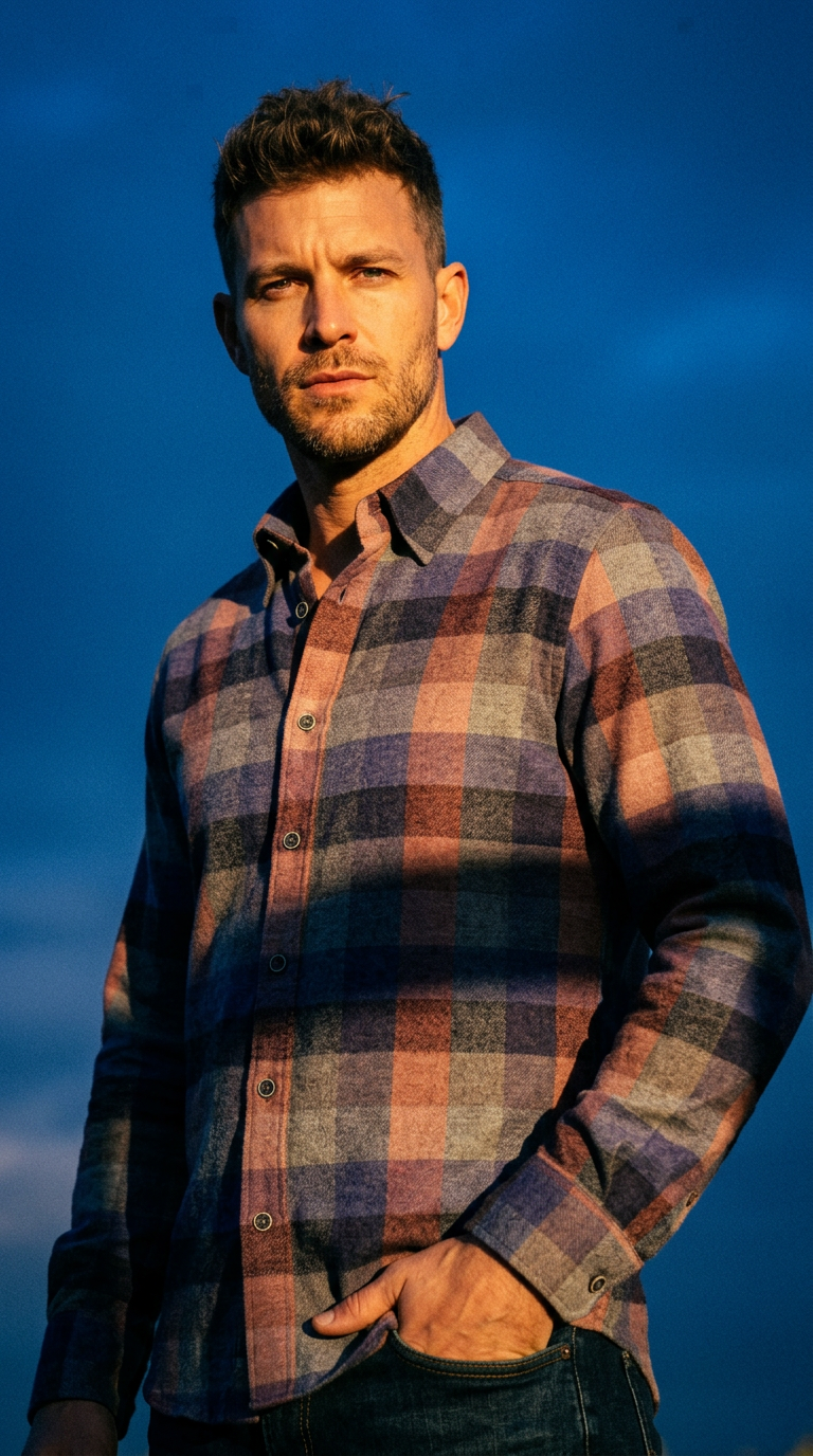 AI product shot of Brushed Cotton Hidden Button Down Shirt