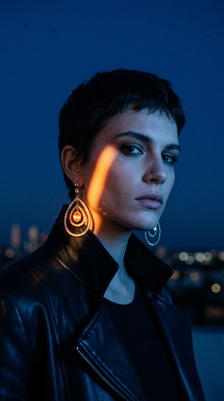 AI product shot of Silver Tone Pear Shape Crystal Dangle Earrings