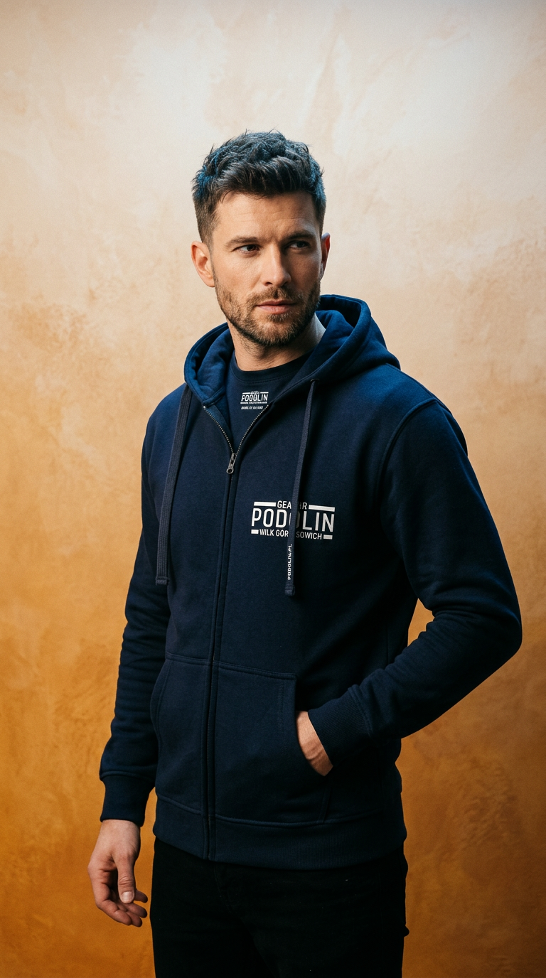 AI product shot of Bluza Rozpinana Podolin „Wilk Gór Sowich” – Edycja Premium