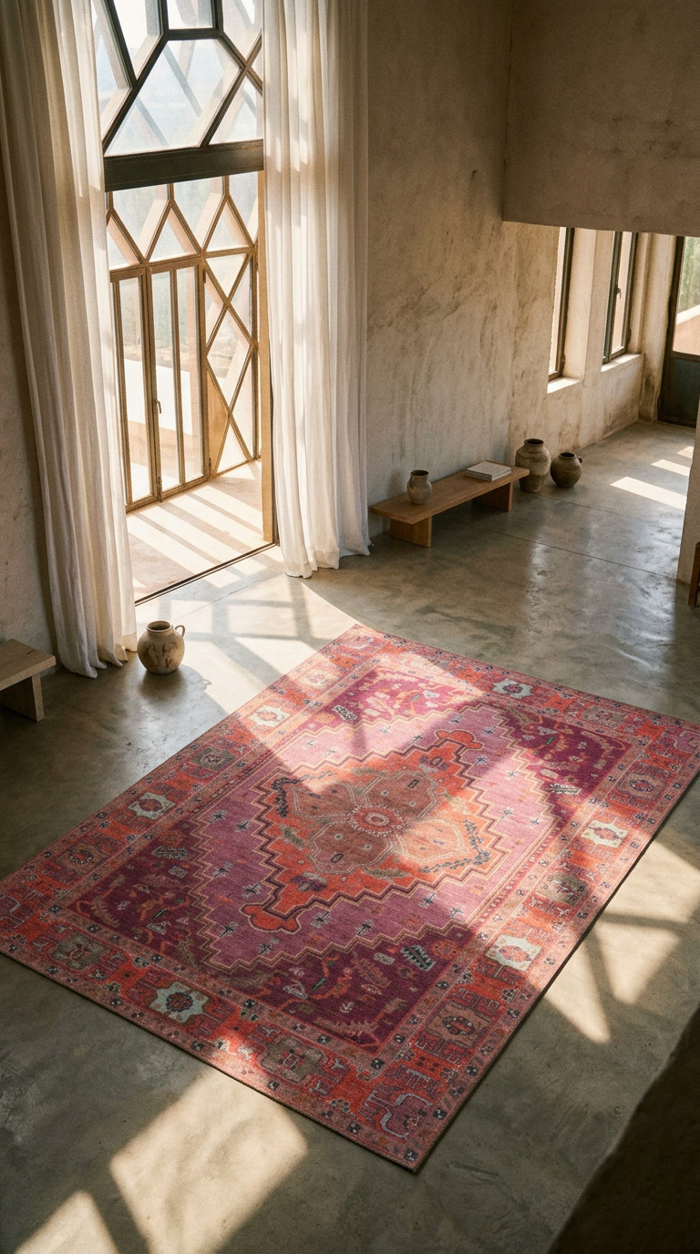 AI product shot of Vintage vloerkleed Merel Lomé