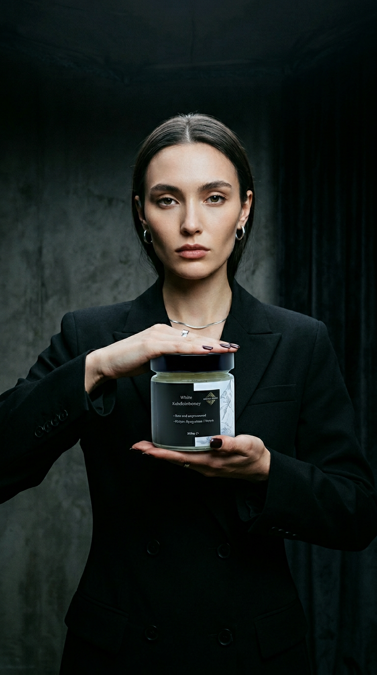 AI product shot of White honey from Kyrgyzstan