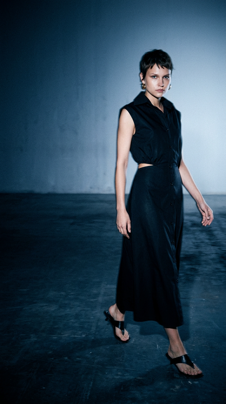 AI product shot of Black Cut Out Dress