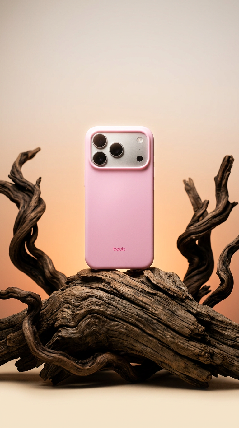 AI product shot of Beats iPhone 17 Pro Case with MagSafe and Camera Control – Pebble Pink