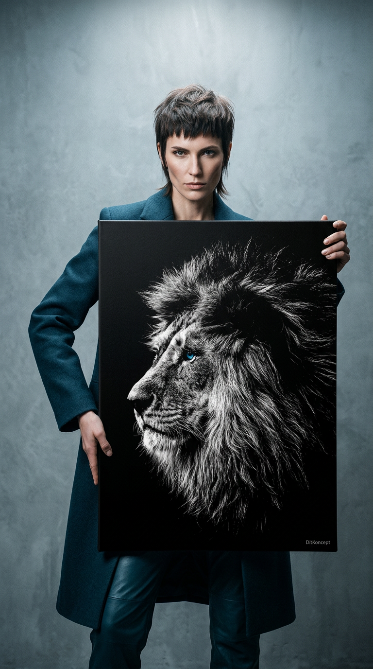 AI product shot of Løven – Limited edition lærredsprint