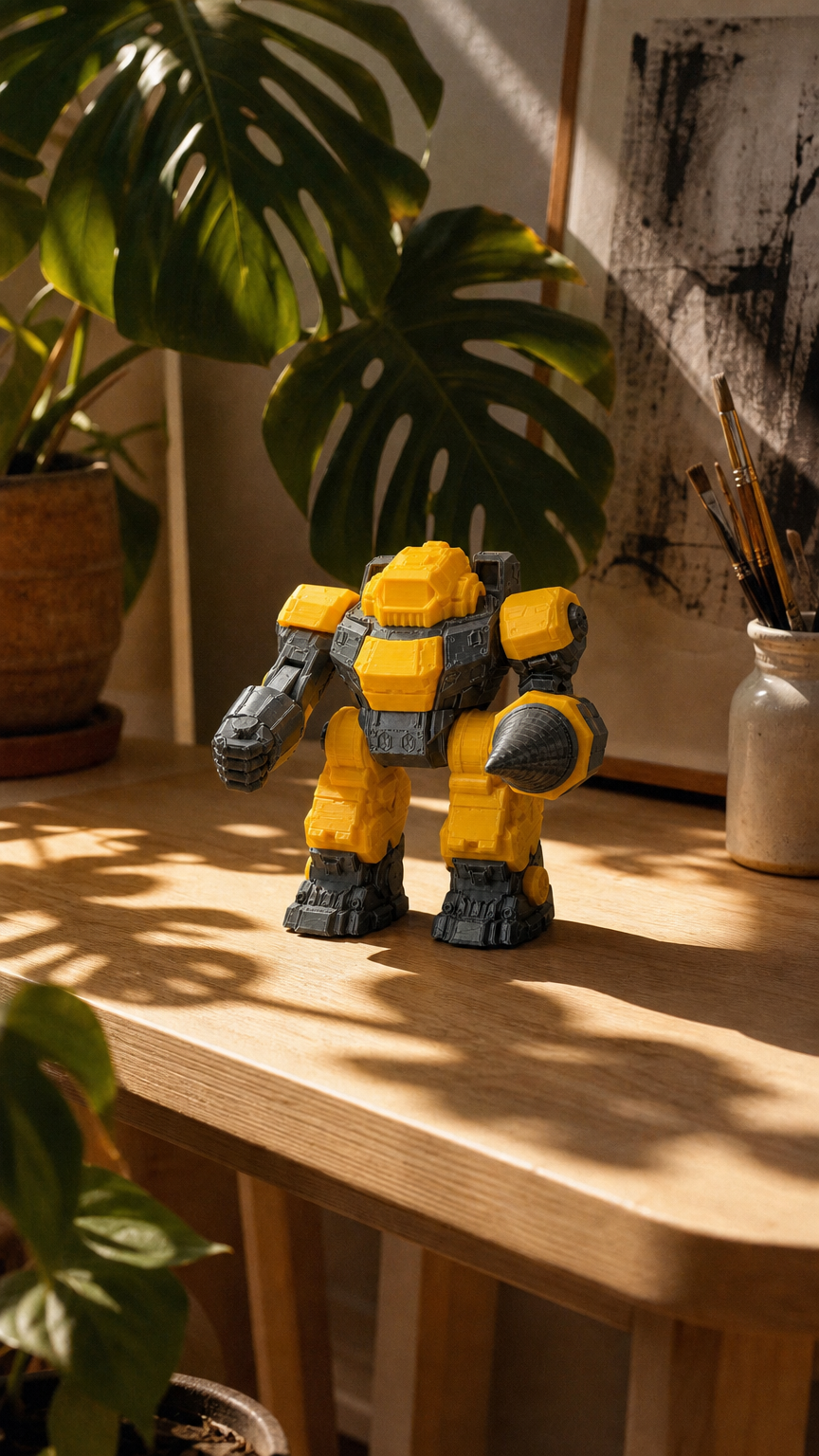 AI product shot of Torque 3D Printed Sci-Fi Mech Collectible