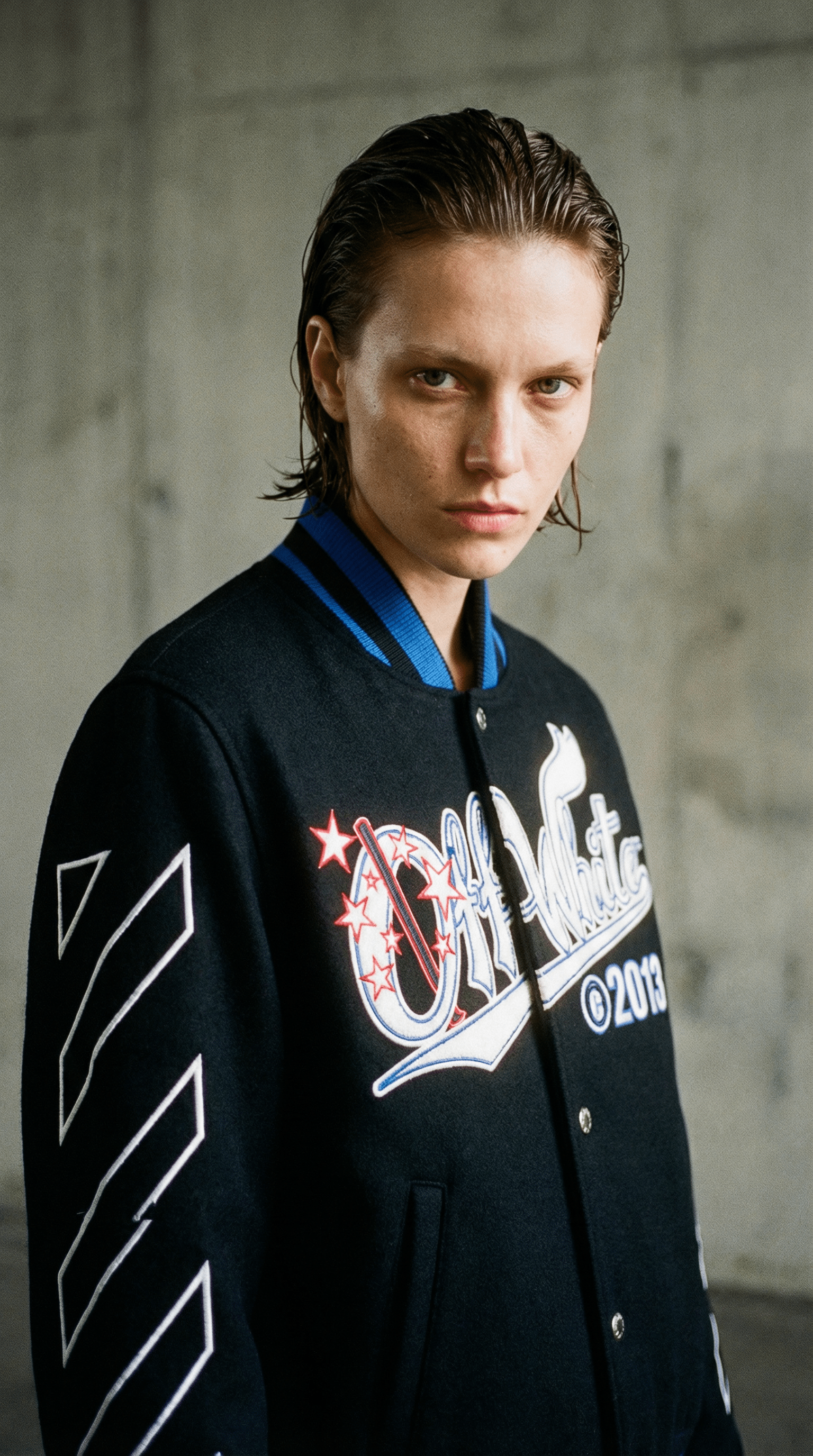 AI product shot of Street Wiz Wool Varsity Jacket